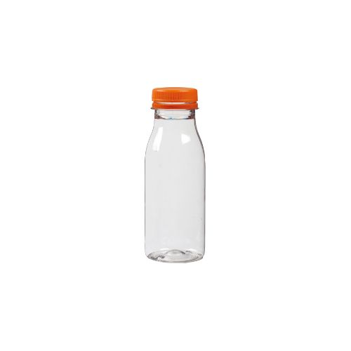 [60700600] 250ML PLASTIC BOTTLE WITH TRANSPARENT ORANGE CAP Ø5.5XHT15.5CM 12PCS