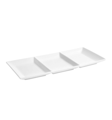[60251735] MING DINNER PLATE 3 COMP RECT 32X15CM - PORCELAIN