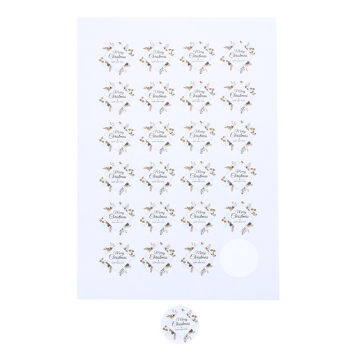 [62230143] STICKER 4CM MERRY CHRISTMAS & HAPPY NEW YEAR 24PCS