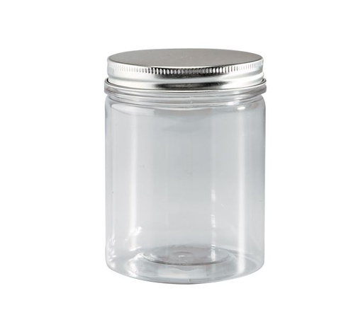 [44104157] POT PET TRANSPARENT AVEC COUVERCLE EN ZINC 210ML Ø6CM H8CM 120PCS  