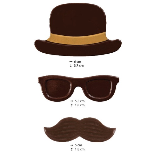 [08053951] 2011055 SET CAHPEAU,MOUSTACHE & LUNETTE PM CHOCOLATNOIR 40SETS PCES ***S/CDE***