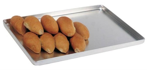 [53202043] SILVER MATTE ALUMINUM TRAY 40X25XH2CM 90° PLEATED EDGE