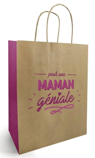 [61704041] SAC KRAFT « MAMAN GÉNIALE » 120 x 310 MM COLIS DE 50PCS
