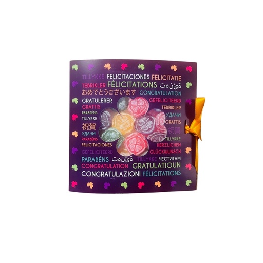 [14100644] LUCKY SWEET ASSORTIMENT SNOEP 65GR KAART "GEFELICITEERD"