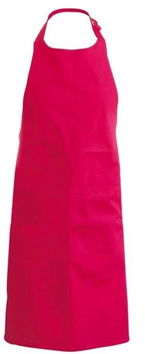 [53141052] KARIBAN APRON BIB + POCKET RED H90XL71CM POLYESTER/COTTON