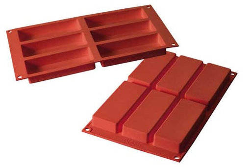 [70408275] SILIKOMART SF128 MOLD 6 RECTANGLES 120X45 HT 20MM 110ML NON-STICK GN1/3 -50° TO 250°