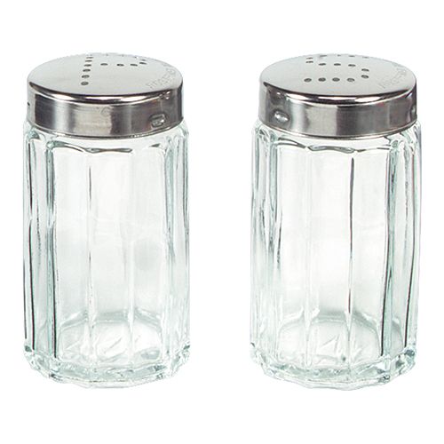 [53427231] GLASS SALT SHAKER WITH 18/10 STAINLESS STEEL LID "S"