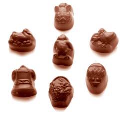 [70409395] MOULE À CHOCOLAT ASSORTIMENT DE PÂQUES 7 FIG.  3X7 -- 13GR