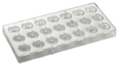 [70409602] RONDE POLYCARBONAAT PRALINEVORM 275X135MM 21 PRALINES VAN 10GR** 28,5MM X16HTMM