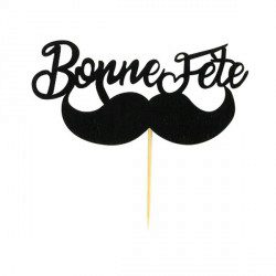[08075605] DECORATION BONNE FETE+MOUSTACHE 2 PCES