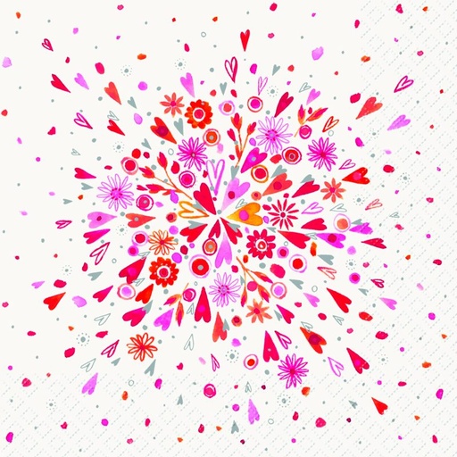 [60700674] STEWO SERVETTEN 33X33CM HARTEN EN BLOEMEN PAK VAN 20 STUKS