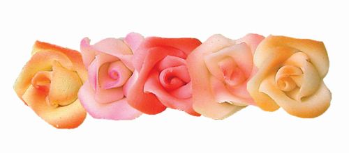 [08020604] ROSES MASSEPAIN AERO ASSORTIES 5 PETALES 4CM 35 PCES