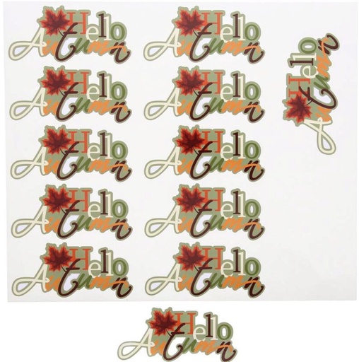 [60700524] HELLO AUTUMN STICKER 242X206MM SHEET OF 12 PCES