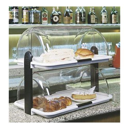 [54917225] PLASTIEK ETALAGE PLAAT MET DEKSEL ROLLEND 2 VERDIEPINGEN 42X47X32CM=STUK
