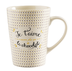 [61704100] MUG JE T'AIME ENCORE PLUS QUE LE CHOCOLAT 30CL HT 12,5CM