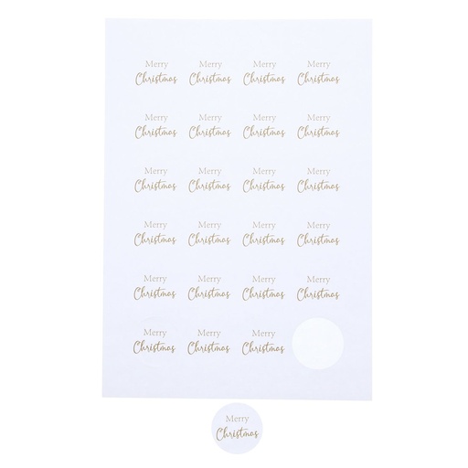 [62230139] STICKER 4CM MERRY CHRISTMAS GOUD 24STKS