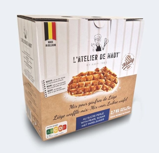 [03050142] ATELIER DE MADY MIX POUR GAUFRES DE LIEGE 2.7KG BOITE MIX + SUCRE PERLÉ