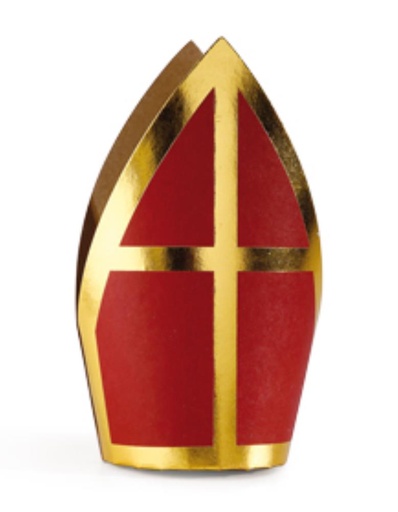 [62230076] MITER SINT-NIKLAAS KRAFT ROOD N°2 D14/20H25CM