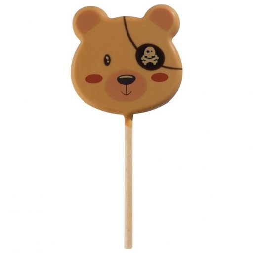 [08057074] 061243 PCB BLISTERS TEDDY PIRATENLOLLIES PR 45 EMP Ø 5,5 CM EN STOKJES 9ST ***S/CD***