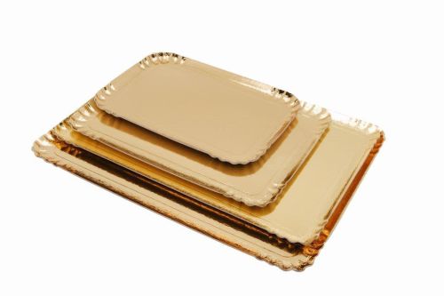 [27665302] GOLD RECTANGULAR CARDBOARD TRAY 28X42CM 100 PCS FOSTPLUS INCLUDED