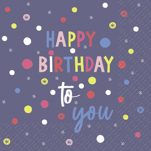 [60700675] STEWO SERVIETTE 33X33CM HAPPY BIRTHDAY TO YOU 20PCS