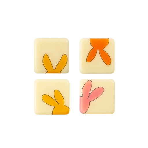 [08054596] 2069186 PLAQUETTE CARRE TETE LAPIN COLORE 2CM CHOCOLAT 300 PCES