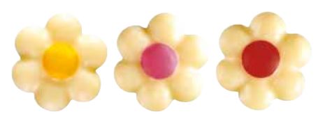 [08057134] 061309 PCB FLOWER CB 3 DESIGNS Ø 2.5 CM 108PCES ***S/CD***