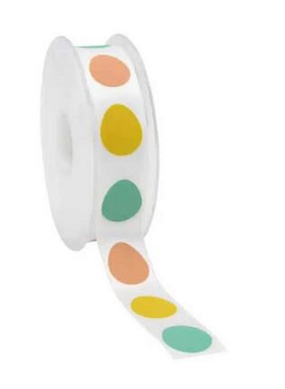 [61700486] SATIN RIBBON “EASTER EGGS” WHITE 22MMX20M