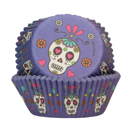 [08053652] FUNCAKES CUPCAKE CASE HALLOWEEN SKULLS 48 PIECES