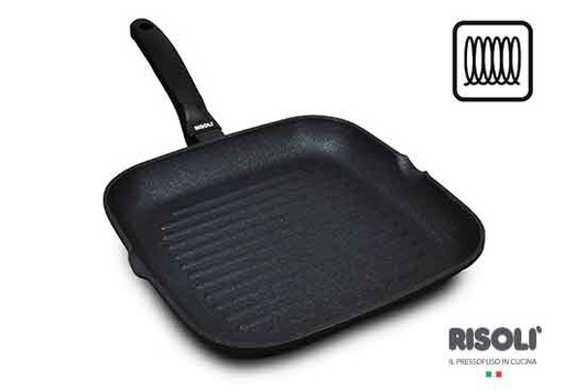 [60251107] RISOLI BLACK+ POELE GRILL 26CM ANTI-ADH ELDIAMANT- TOUS FEUX