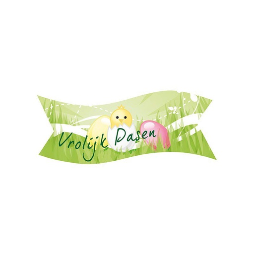 [08032005] 1069658 BANNER VROLIJK PASEN 9X4CM 24ST ***S/CDE***