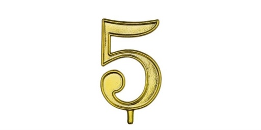 [70409019] GOLD NUMBERS 5 100 PCES