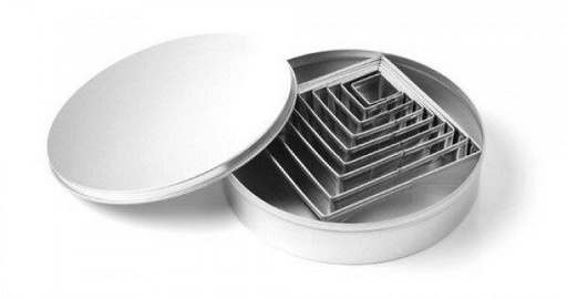 [52000874] STAINLESS STEEL SQUARE PIECE TAKEAWAY BOX BOX OF 9 PIECES
