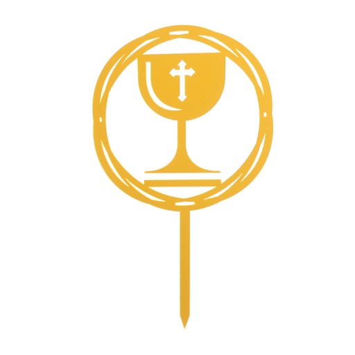 [08041913] CAKE TOPPER COMMUNION GOLDEN CHALICE 165MM