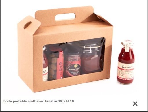 [60300235] BOITE PORTABLE KRAFT AVEC FENETRE 29X14.5CM HT 19CM