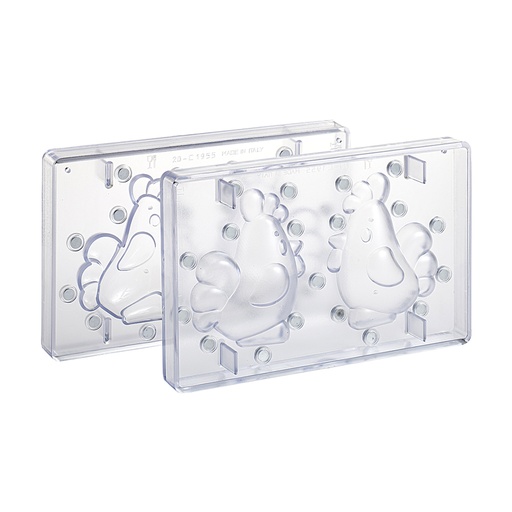 [54419007] SET VAN 2 MAGNETISCHE VORMEN VOOR CHOCOLADE 3D HAAN 2CAVITEITEN 10X16XH12,6CM ±80GR