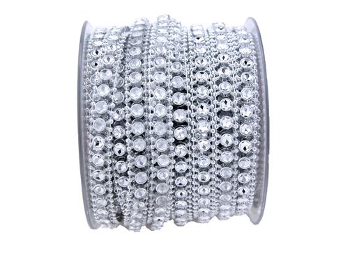 [60795748] SILVER RIBBON RHINESTONE CHAIN ​​9M