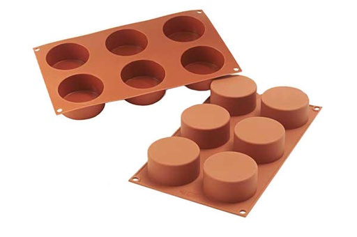 [70408274] SILIKOMART SF127 VORM 6 CILINDERS Ø70 HT 35MM 133ML ANTI-AANBAK GN1/3 -50° TOT 250°