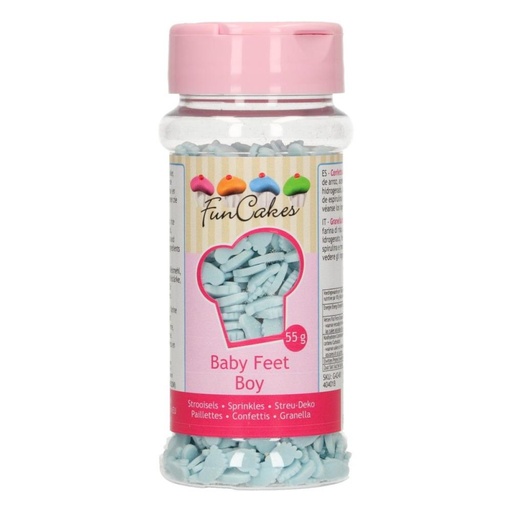 [08053219] FUNCAKES MIX DECORATION EN SUCRE PIED DE BEBE GARCON 55GR