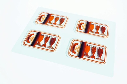 [08056982] PCB Blisters deksel dozen sardine zeemeermin voor 16 stuks 11,5x7 cm 4 stuks ***s/cd***