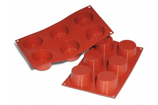 [70408255] SILIKOMART SF102 MOULE 6 MOYENS MUFFINS Ø68 H 38MM 119ML ML ANTI-ADHESIF GN1/3 -50° À 250°