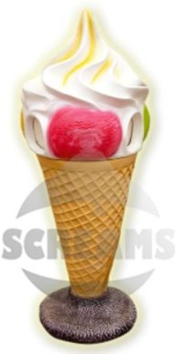 [53913026] GIANT ICE CREAM SCOOPS CONE HT164 TRASH BIN SIDEWALK/PC BASE