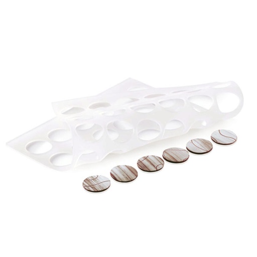 [51657406] SILIKOMART STENCIL 297 X 210MM 42 ROUND IMPRESSIONS Ø 30 MM