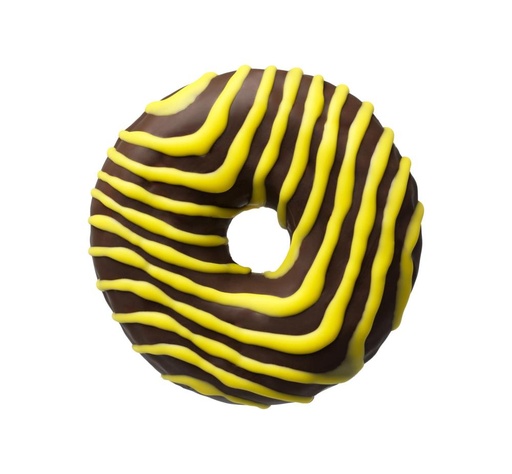 [02060284] ❄️DAUPHINE 2104791 DONUT QUEEN V STRIPED DARK CHOCOLATE VANILLA FILLING 48 X 71GR