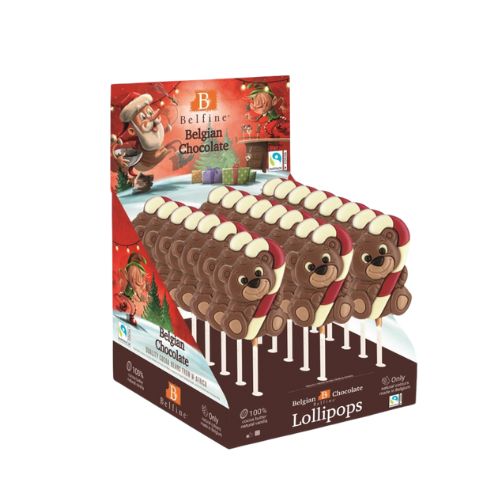[08030621] CHOCOLADELOLLY RAPHAEL BEER GEKLEURDE MELK 16CM 24X25GR