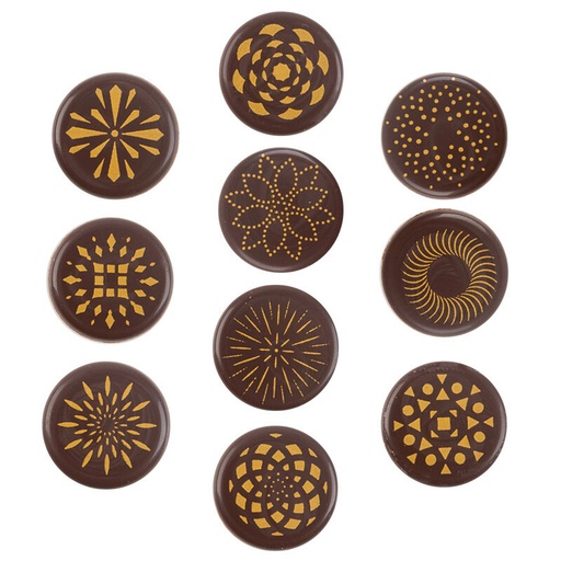 [08034262] 2034934 ROUND BLACK GOLD PATTERN 2CM 300PCS ***S/CDE***