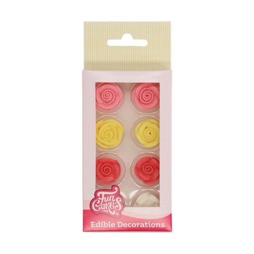 [08053196] FUNCAKES ASSORTED PINK SUGAR TOPPERS Ø 25MM 8 PCES