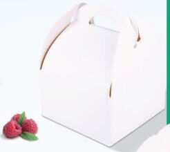 [60700631] WHITE CARDBOARD CAKE BOX WITH HANDLE 10X10XHT6CM PACKIPACK 50 PCES