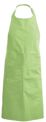 [53141065] KARIBAN APRON BIB + POCKET LIME VERT H90XL71CM POLYESTER/COTTON