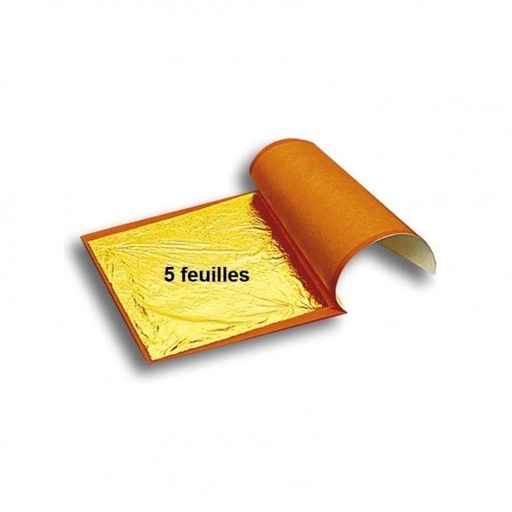 [08074016] PAQUET DE 5 FEUILLES OR ALIMENTAIRE 80X80MM